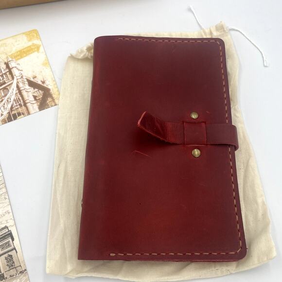Robrasim Notebook Red Leather Bound Refillable Handmade Travel Photo Journal New - Picture 4 of 9